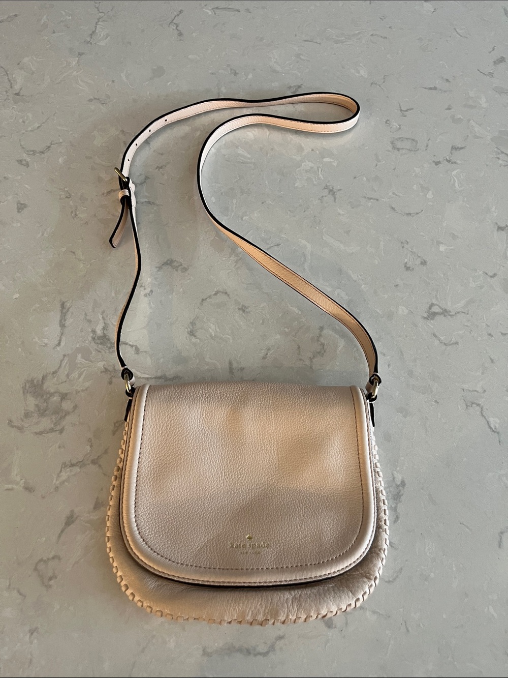 Kate Spade Pebbled Leather Crossbody Bag in blush pink